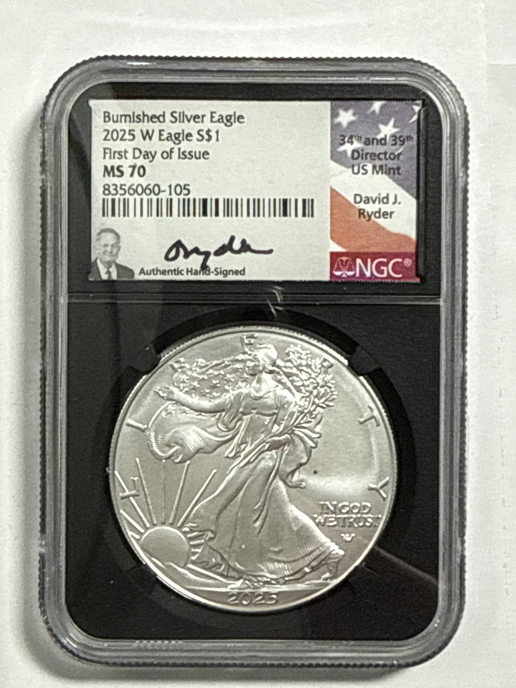 2025-W Burnished American Silver Eagle 5 Piece Set NGC MS70 FDOI Mercanti/Gaudioso/Ryder/Frost/Damstra with sisplay box