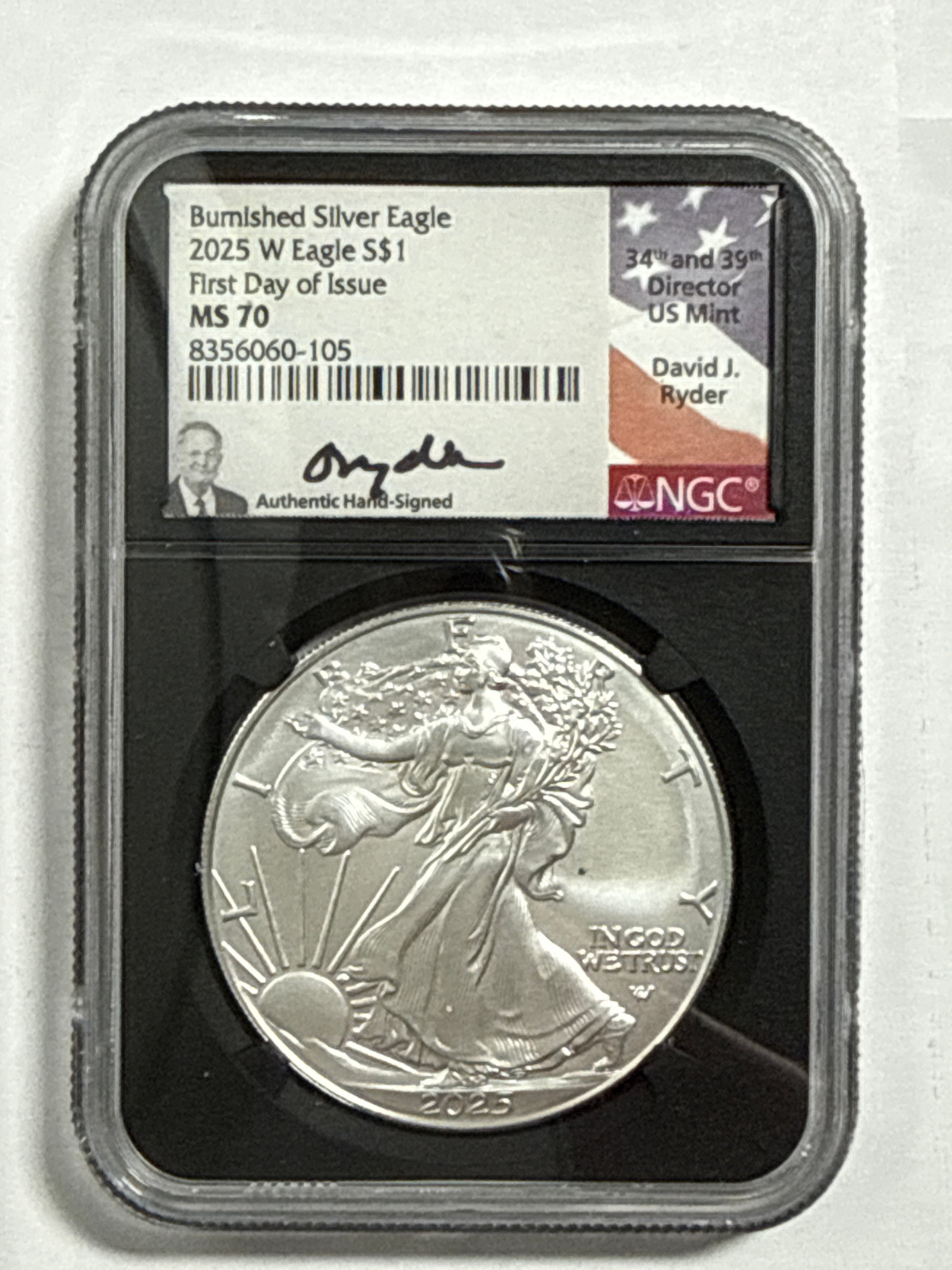 2025-W Burnished American Silver Eagle 5 Piece Set NGC MS70 FDOI Mercanti/Gaudioso/Ryder/Frost/Damstra with sisplay box
