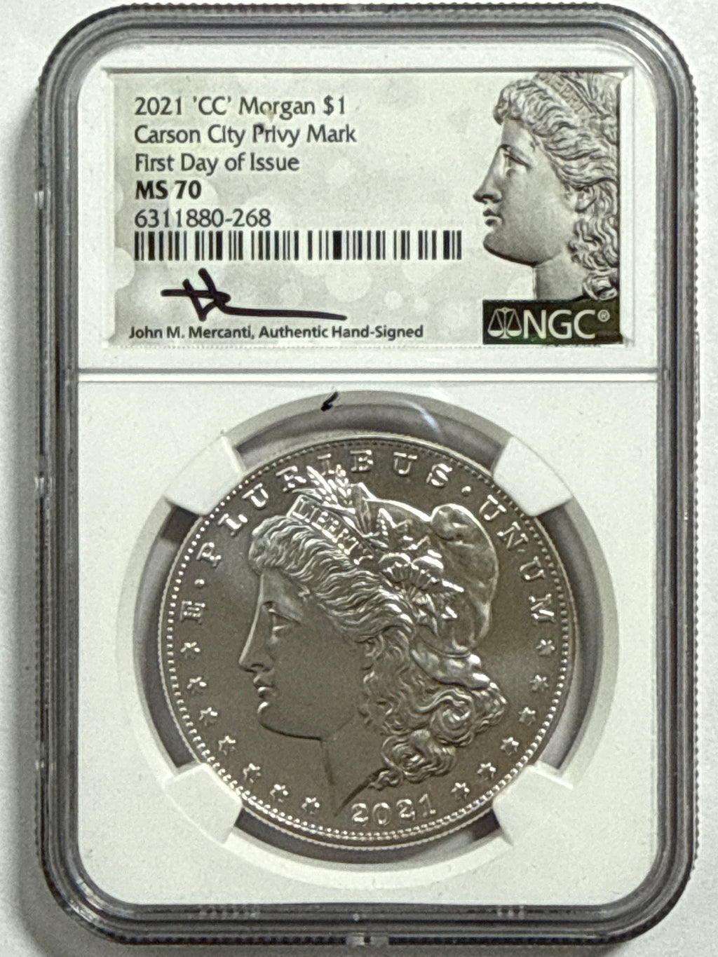 2021-CC/D/O/P/S Morgan/Peace Silver Dollar 6 Piece Set NGC MDS70 FDOI Mercanti Habd Signed