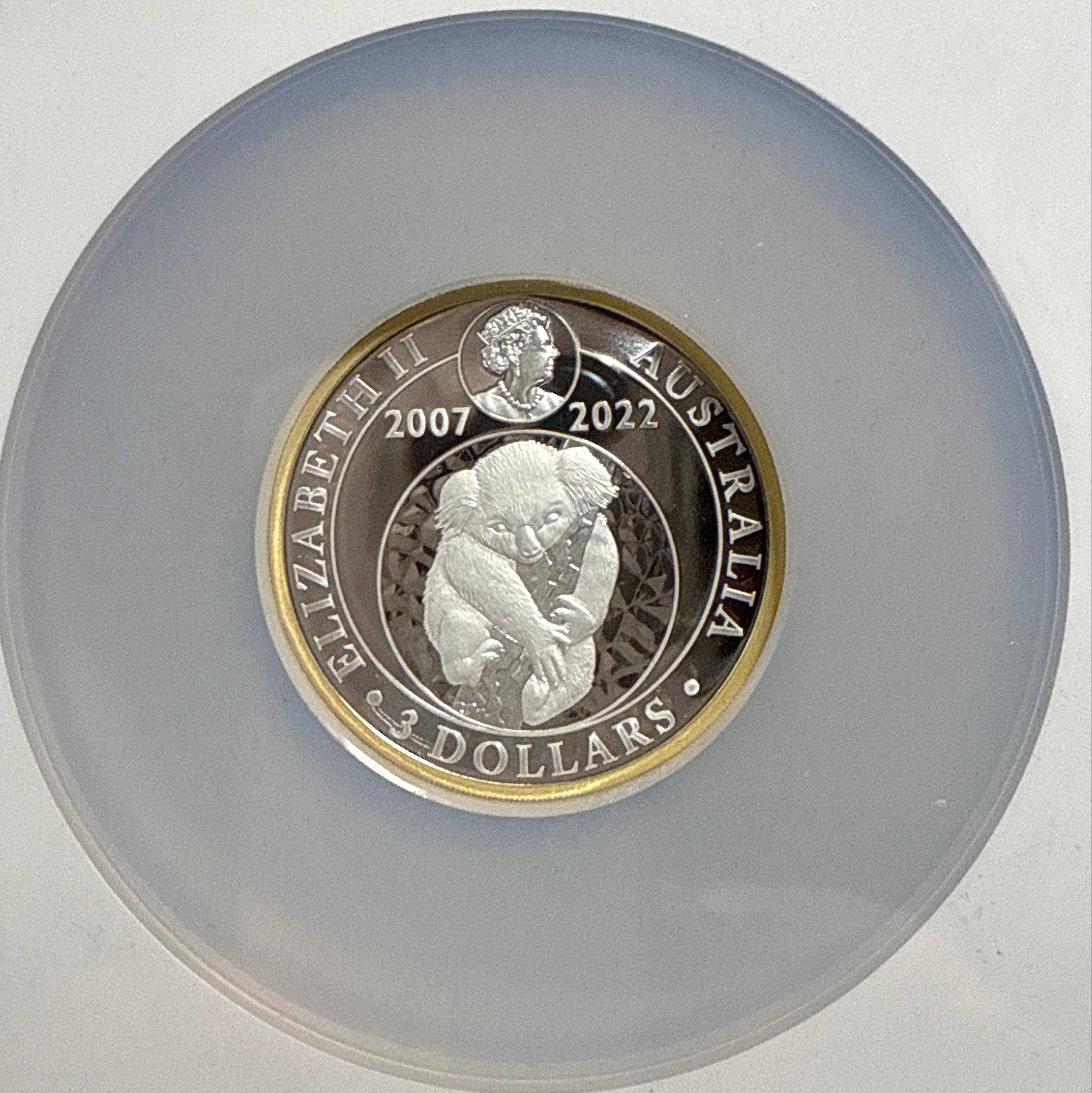 2022P Australia 3 oz $3  Silver Koala-Gilt NGC 15th Anniv.-FDP  PF70 UCAM
