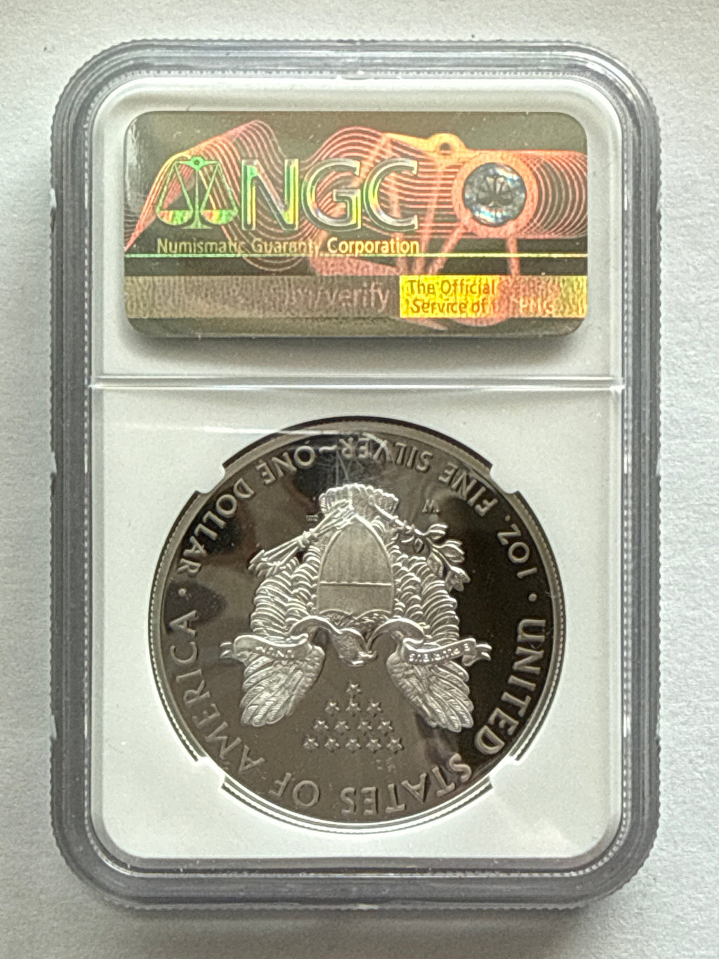 2021-W American Silver Eagle NGC 1 oz PF70 UCAM First Release Heraldic Eagle T-1 J.M. Mercanti Hand Signed Art Label