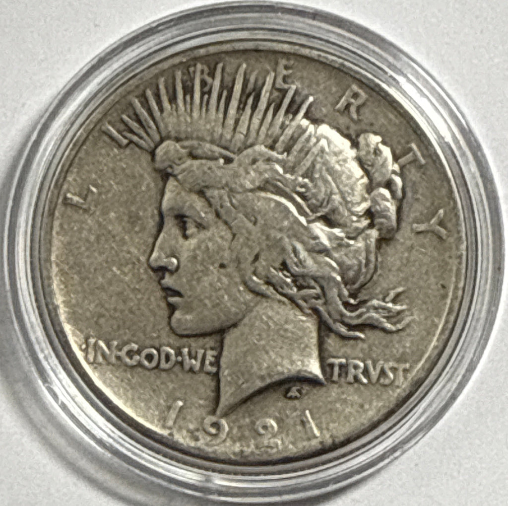 1921 American Silver Peace Dollar High Relief Circulated.