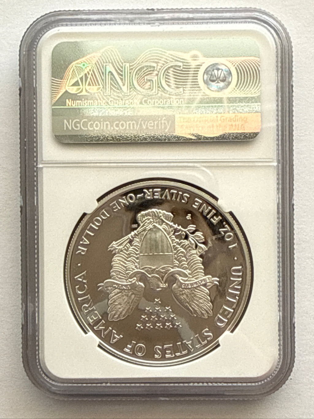 1997-P American Silver Eagle NCG 1 oz PF70 UCAM  J. M. Mercanti hand signed pop #11 Art Label
