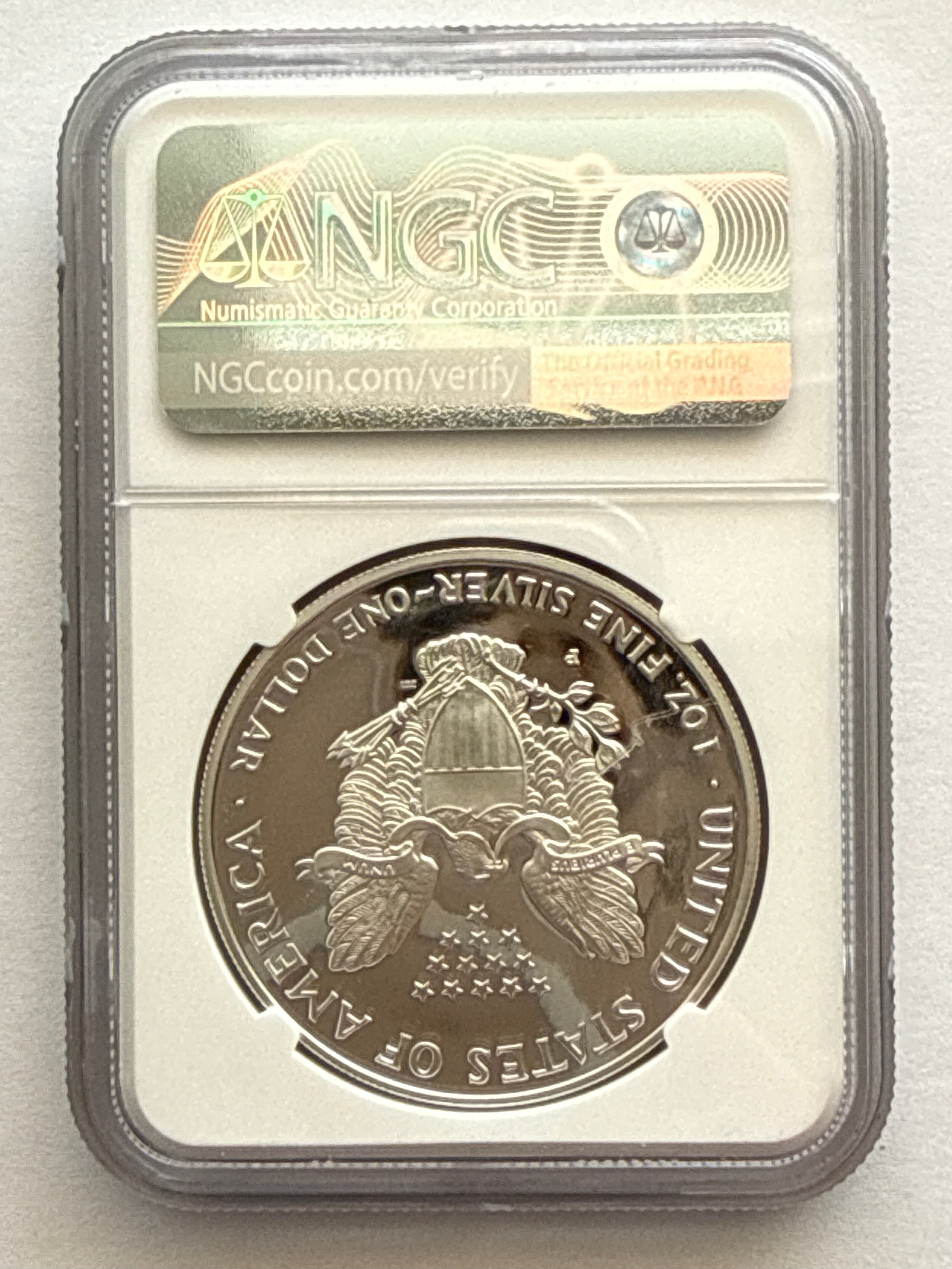1997-P American Silver Eagle NCG 1 oz PF70 UCAM  J. M. Mercanti hand signed pop #11 Art Label