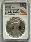 2021-W American Silver Eagle NGC 1 oz PF70 UCAM ER Eagle Landing T-2 M. Gaudioso FL