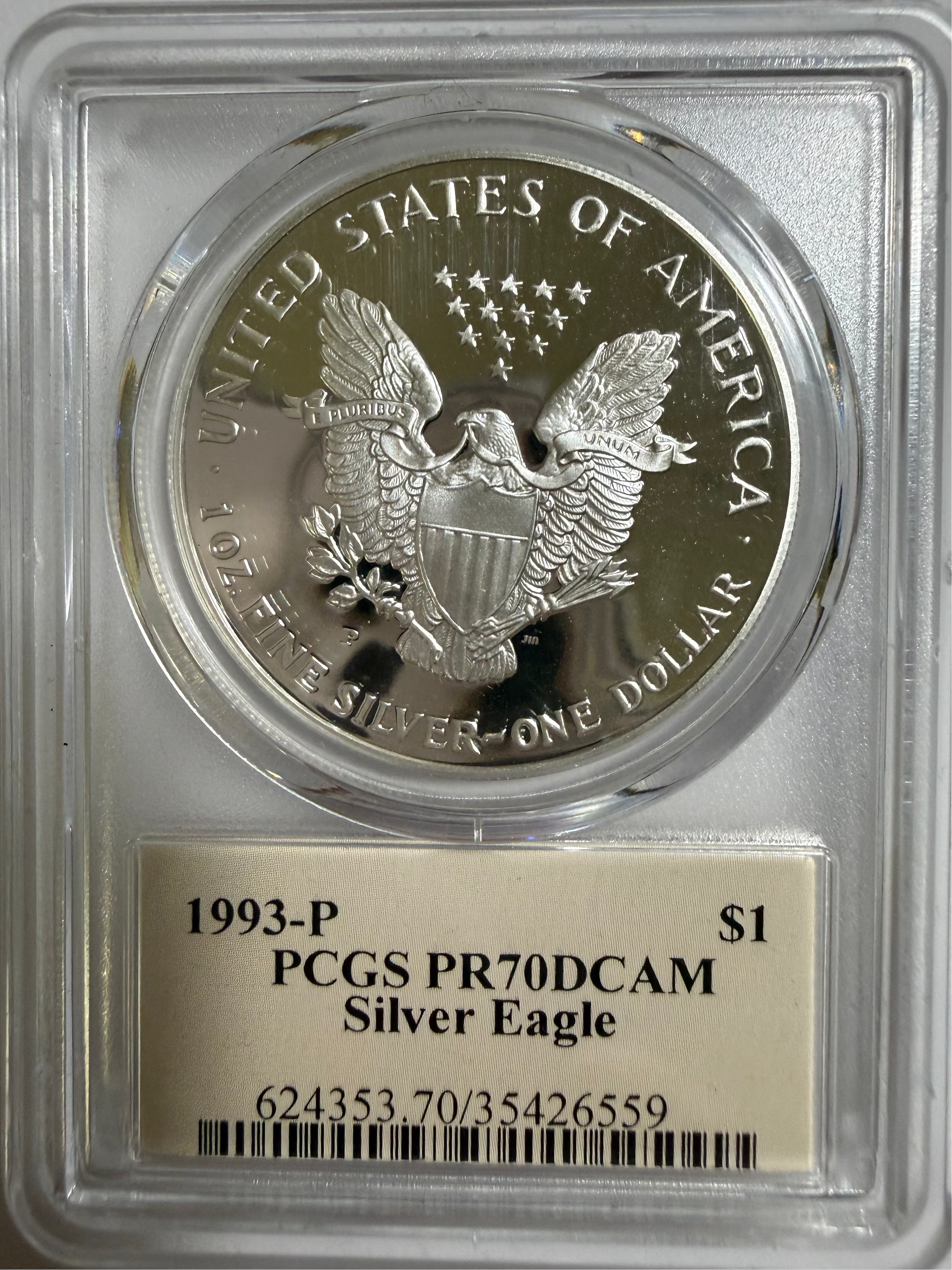 1993-P American Silver Eagle PR70 DCAM PCGS Rare Thomas S Cleveland Signed