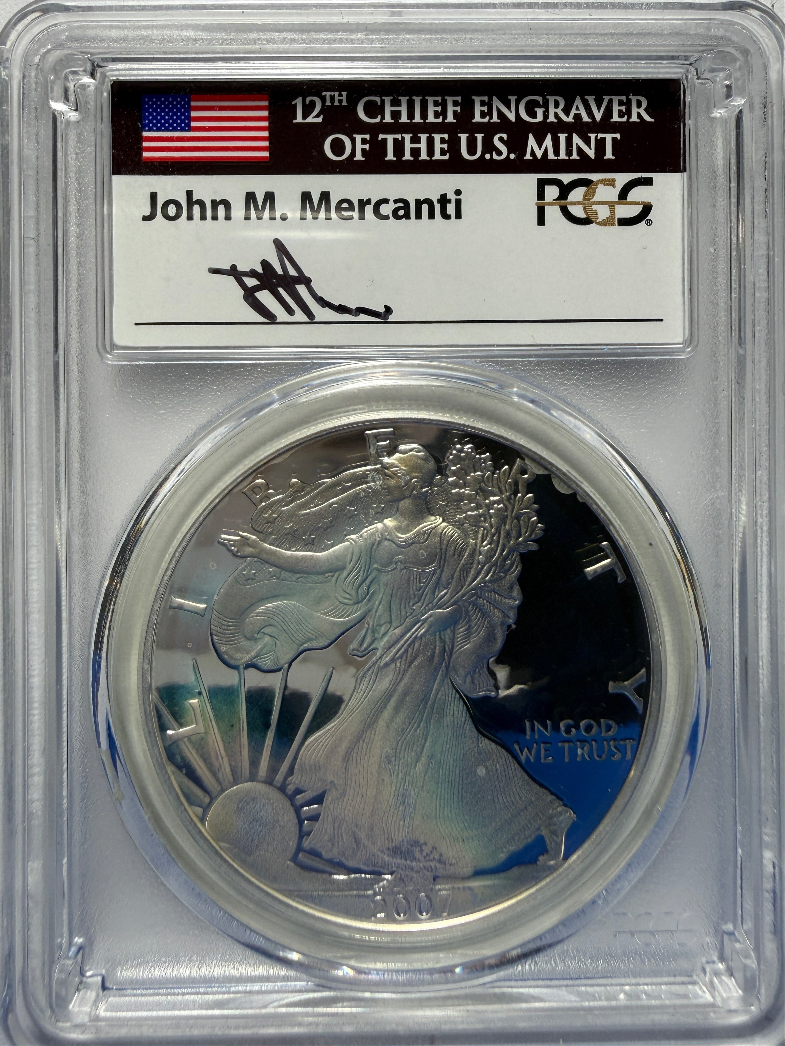 2007-W American Silver Eagle PCGS FS PR70 DCAM Mercanti signed