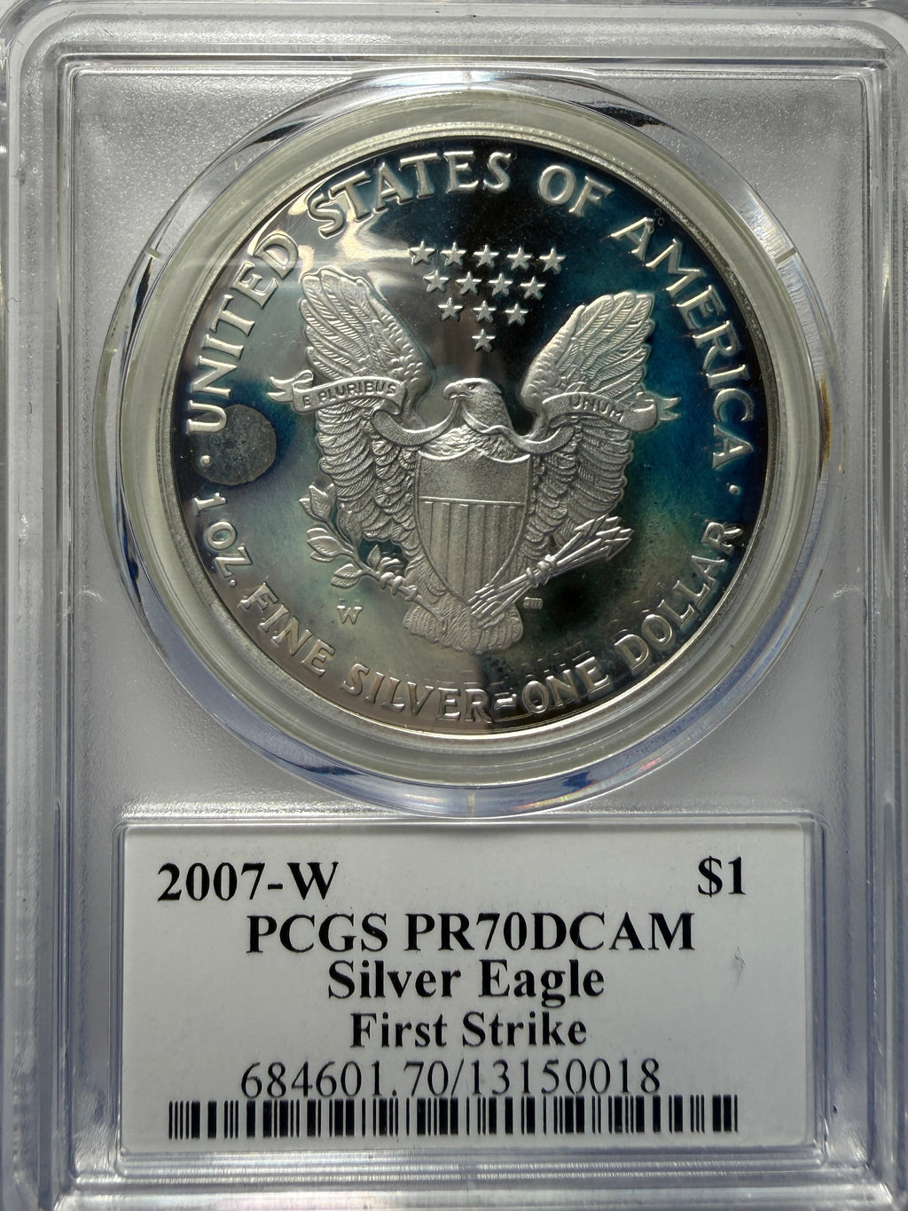 2007-W American Silver Eagle PCGS FS PR70 DCAM Mercanti signed