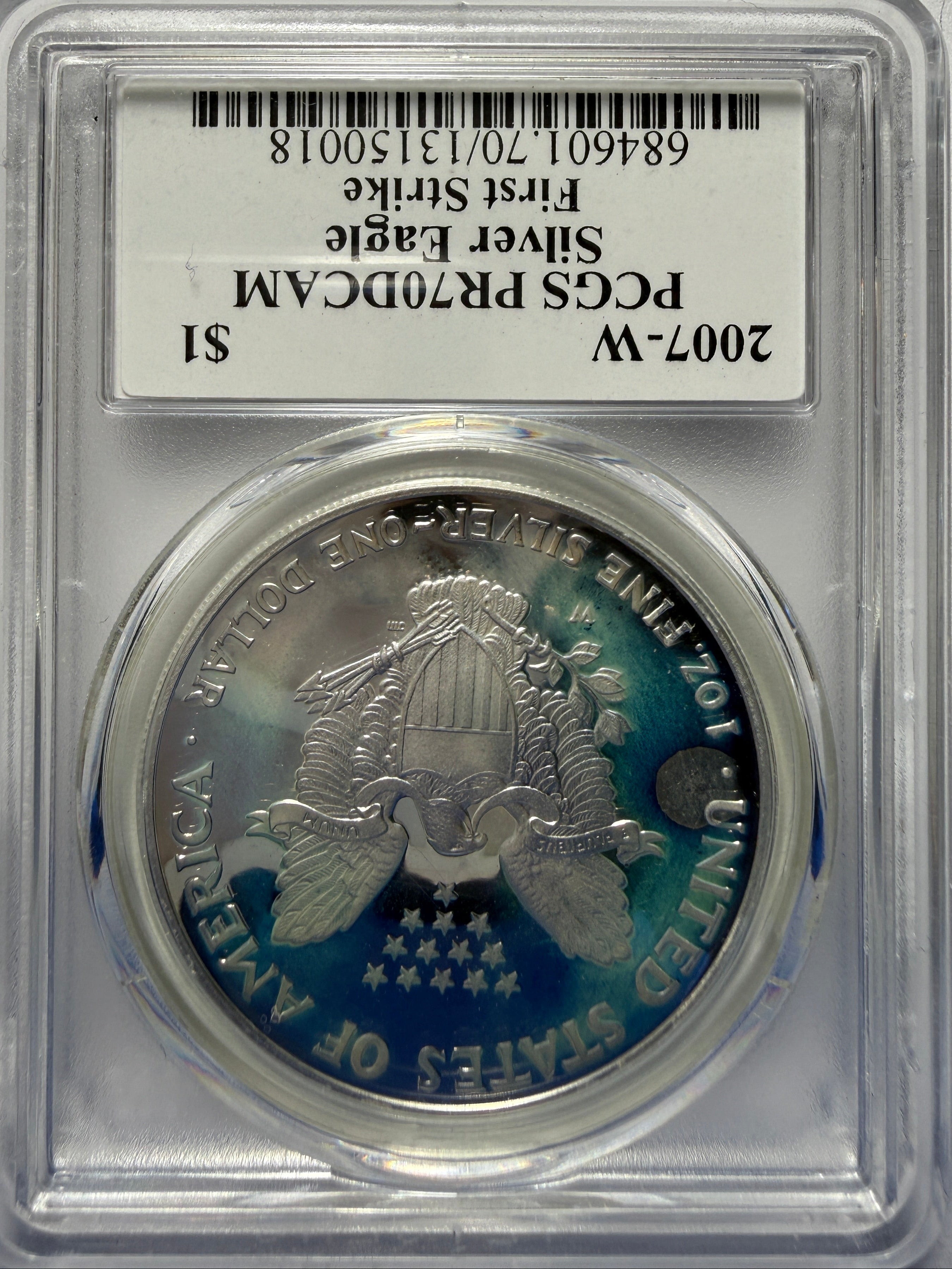 2007-W American Silver Eagle PCGS FS PR70 DCAM Mercanti signed