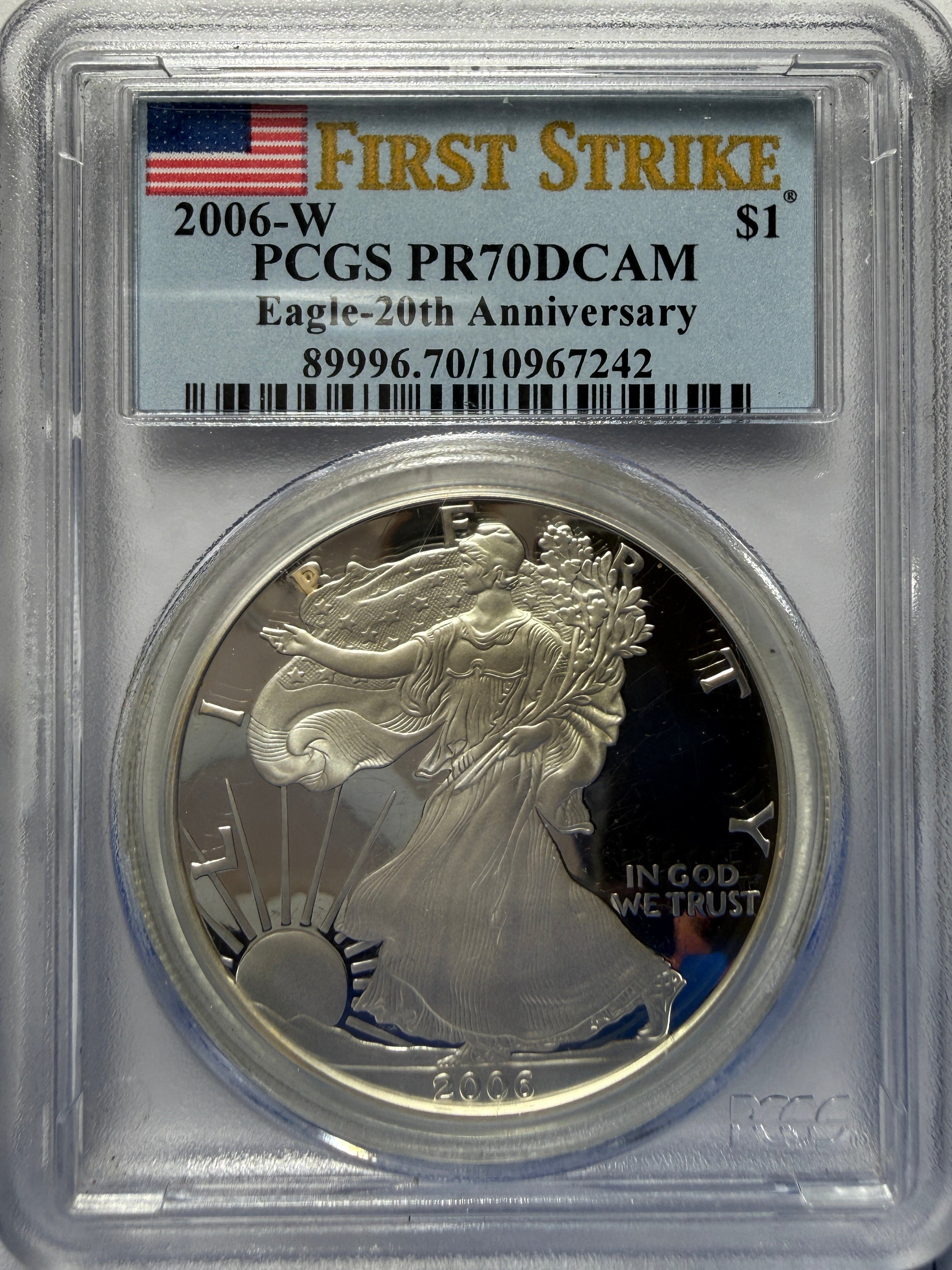 2006-W American Silver Eagle PCGS FS PR70 DCAM 20th Anniversary