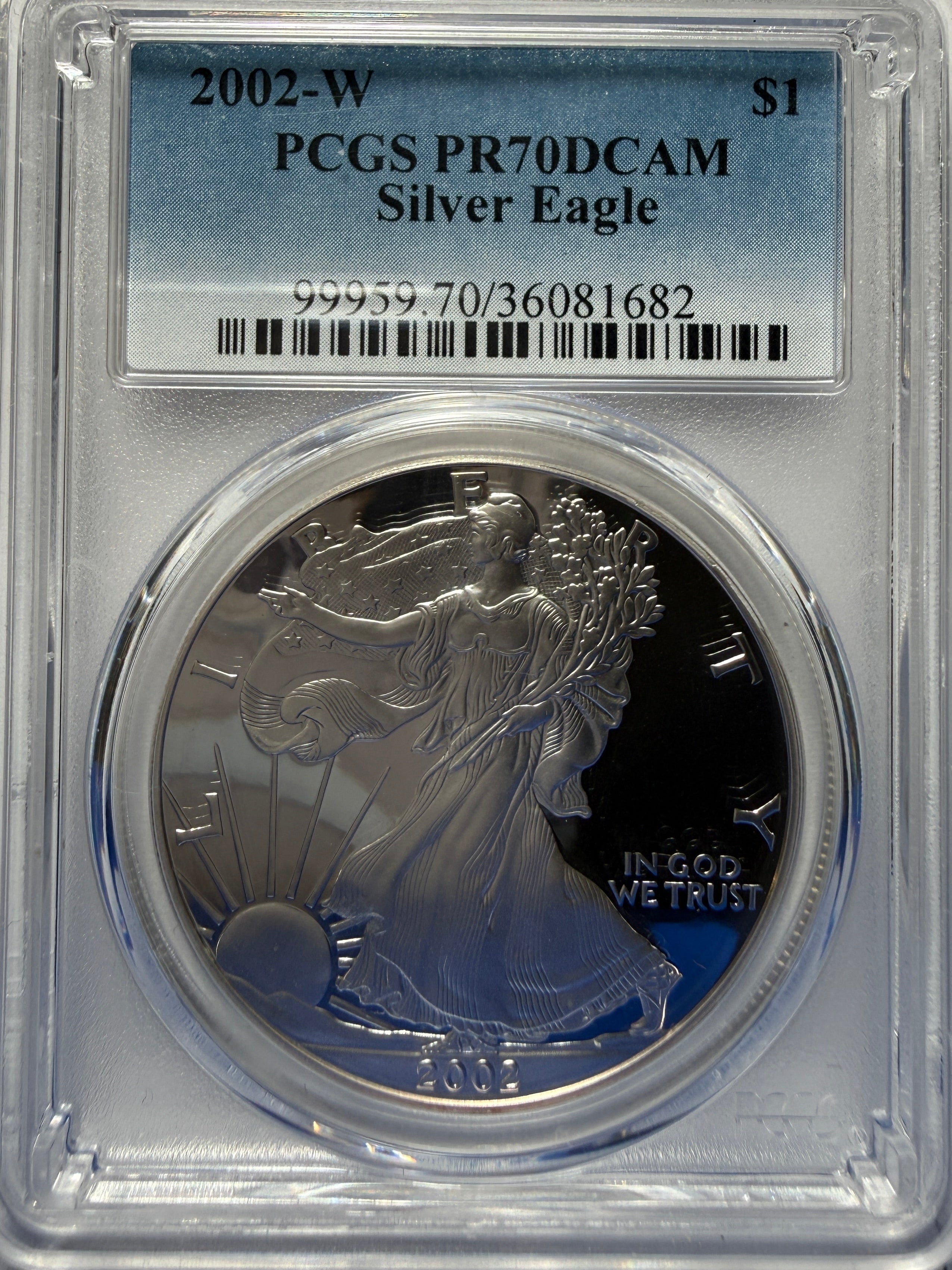 2002-W American Silver Eagle PCGS PR70 DCAM