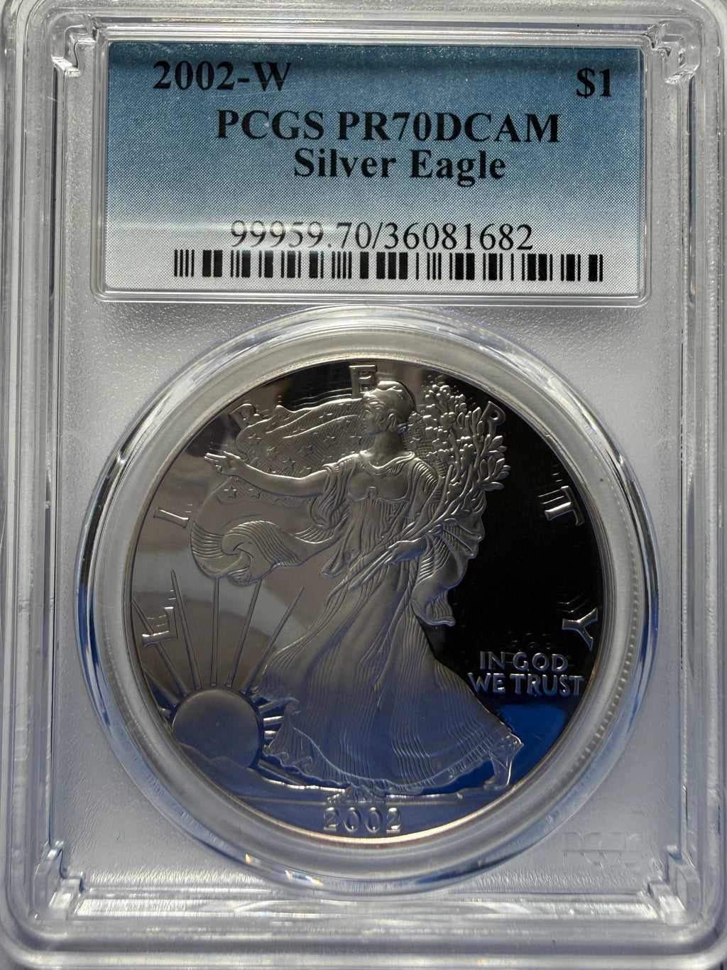 2002-W American Silver Eagle PCGS PR70 DCAM