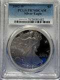 2002-W American Silver Eagle PCGS PR70 DCAM