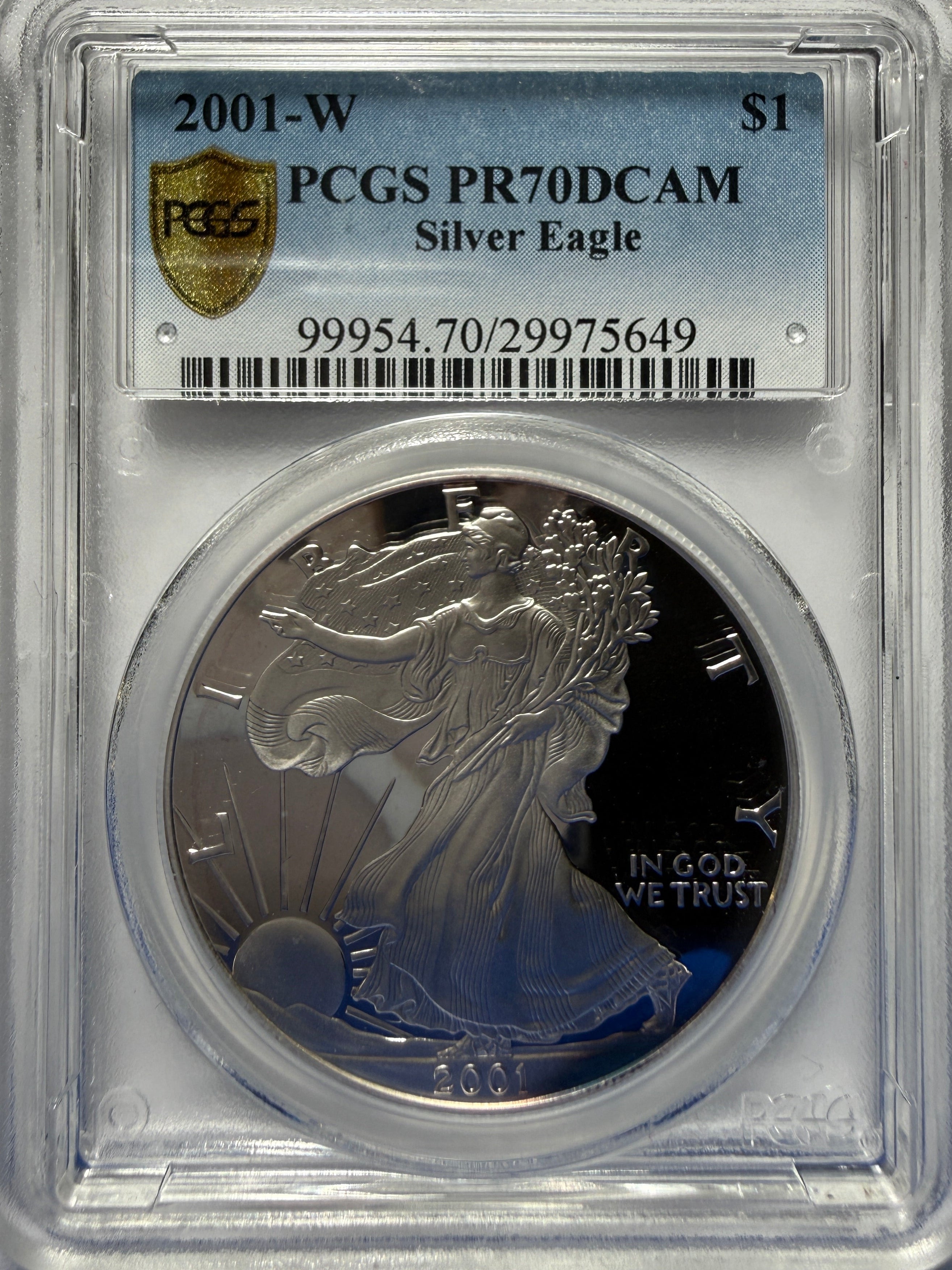 2001-W American Silver Eagle PCGS PR70 DCAM