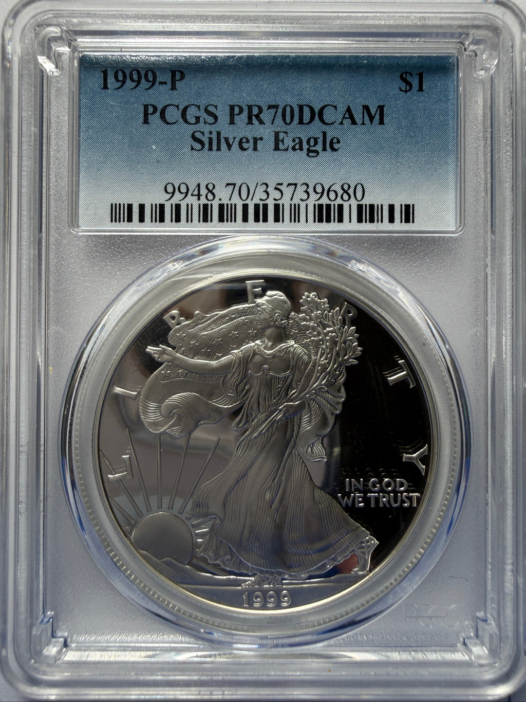 1999-P American Silver Eagle PCGS PR70 DCAM