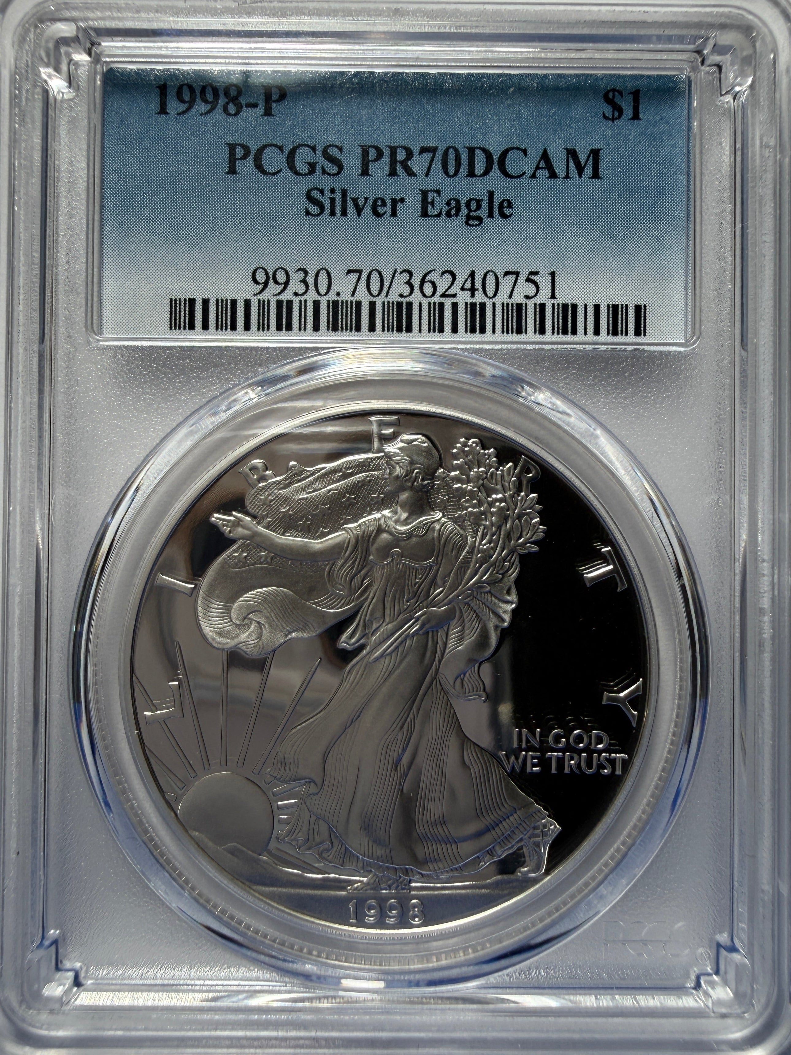 1998-P American Silver Eagle PCGS PR70 DCAM